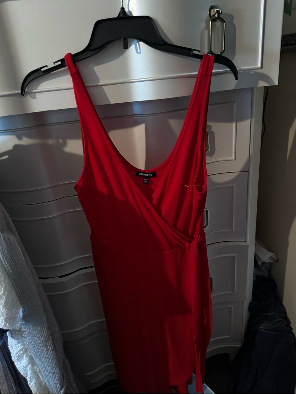 Express Red Sleeveless Wrap Mini Dress